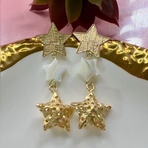 Gold Plated and Shell Star Earrings